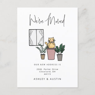 Cute Watercolor Cat Fun We've Moved New Home Annou Postcard