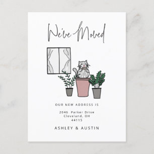 Cute Watercolor Cat Fun We've Moved New Home Postcard