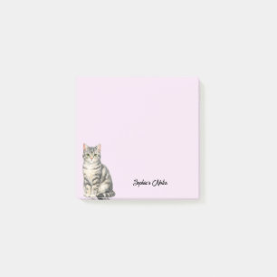 Cute Watercolor Cat Girly Trendy Custom Post-it Notes