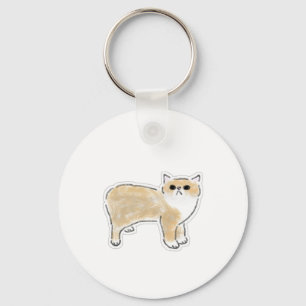 Cute Watercolor Cat Illustration Keychain