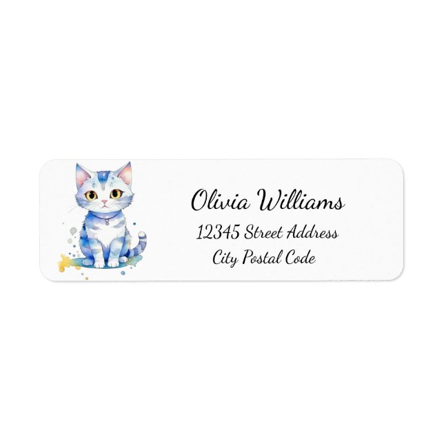 Cute watercolor cat (kitten) design (Front)