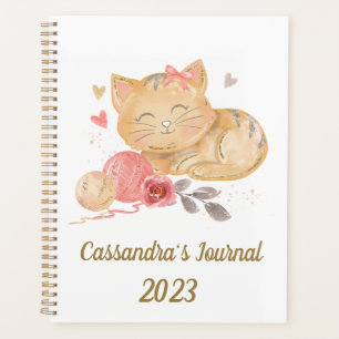 Cute Watercolor Cat Personalized Planner