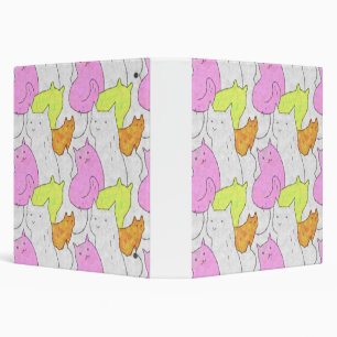Cute Watercolor Cats Doodle Pattern Binder
