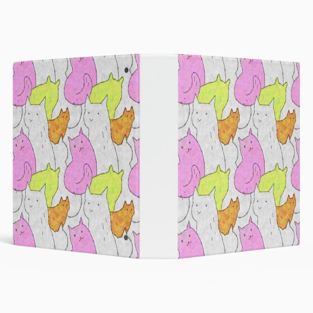 Cute Watercolor Cats Doodle Pattern Binder (Background)
