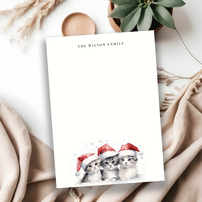 Cute Watercolor Cats Furry and Bright Christmas Card (Creator Uploaded)