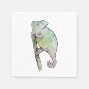 Cute watercolor chameleon napkin
