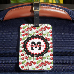 Cute Watercolor Cherry Pattern Personalized Luggage Tag