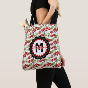 Cute Watercolor Cherry Pattern Personalized Tote Bag