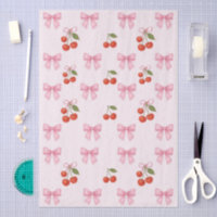 Cute Watercolor Cherry Pink Bow Coquette Gift