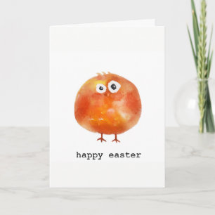 Cute watercolor chicken Easter Holiday Card