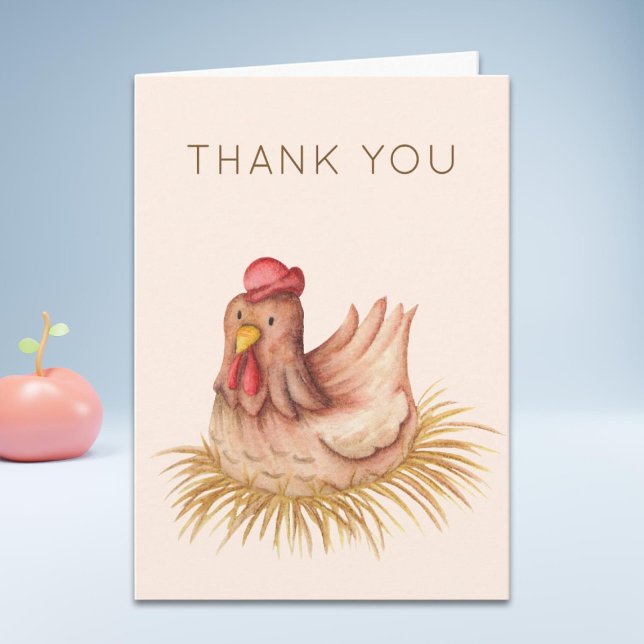 Cute Watercolor Chicken  Thank You Card (Creator Uploaded)