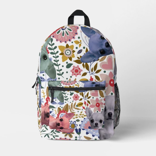 Cute Watercolor Chihuahuas – Colourful Dog  Printed Backpack (Front)