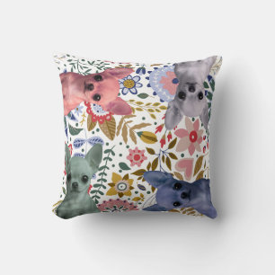 Cute Watercolor Chihuahuas – Colourful Dog  Throw Pillow