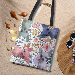 Cute Watercolor Chihuahuas – Colourful Dog Tote Ba Bag