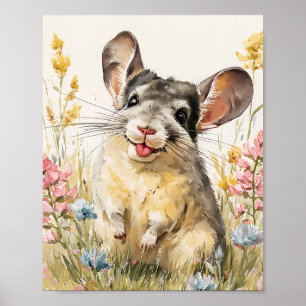 Cute Watercolor Chinchilla Print – Funny Chinchill