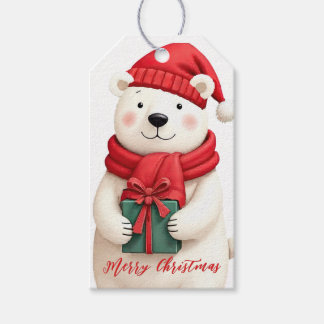 Cute Watercolor Christmas Bear Tags