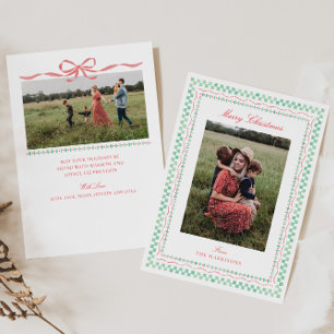 Cute Watercolor Christmas Frame Photo Holiday Card