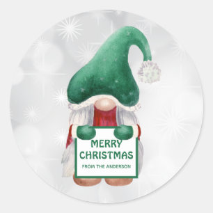 Cute Watercolor Christmas Gnome Square Sticker