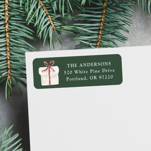 Cute Watercolor Christmas Present Return Address (Creator Uploaded)