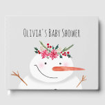 Cute Watercolor Christmas Snowman in Winter Guest Book<br><div class="desc">This adorable design features a unique watercolor-style snowman wearing a Christmassy garland,  as well as space for you to personalize the item using the mother's name. The perfect festive themed guest book for a winter baby shower!</div>