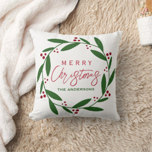 Cute Watercolor Christmas Throw Pillow