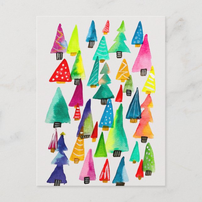 Cute watercolor Christmas trees Postcard (Front)