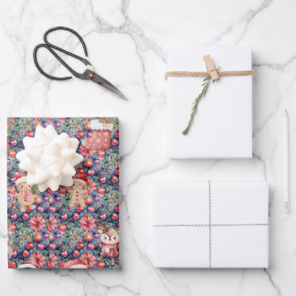 Cute Watercolor Christmas Wrapping Paper | Santa, 