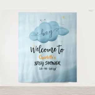 Cute Watercolor Cloud Baby Boy Shower Backdrop Tapestry