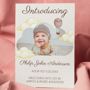 Cute Watercolor Clouds Photo Adoption Announcement