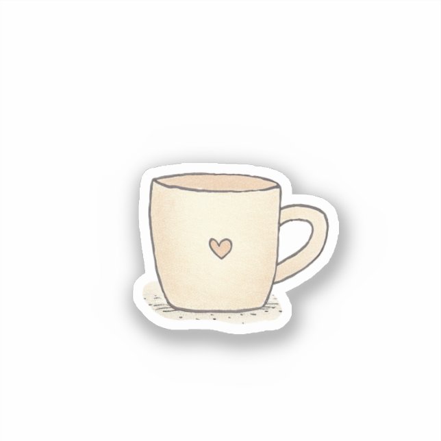 Cute Watercolor Coffee Cup With A Heart (Front)
