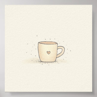 Cute Watercolor Coffee Cup With A Heart Poster
