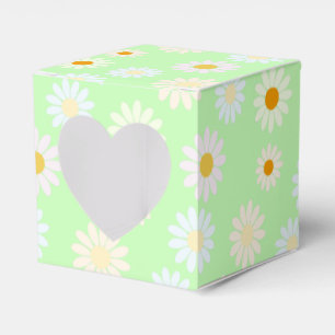 Cute watercolor colourful Daisy Pattern Green Favor Box