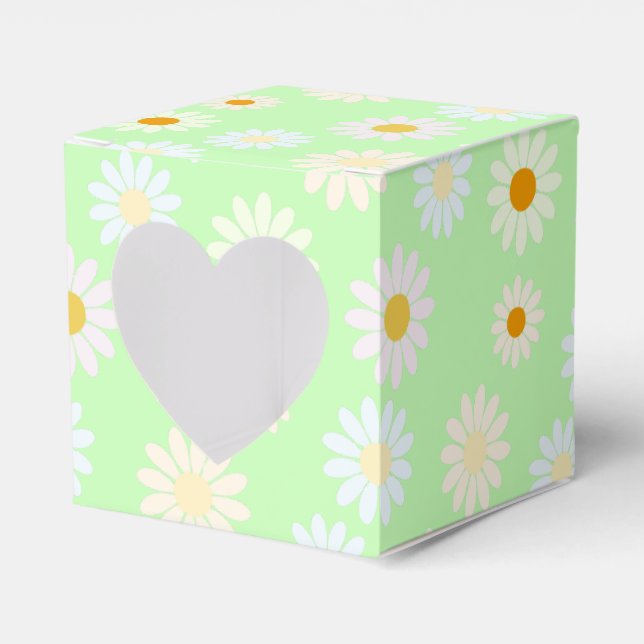 Cute watercolor colourful Daisy Pattern Green Favor Box (Front Side)