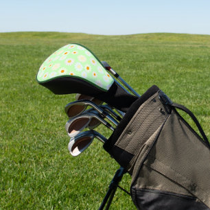 Cute watercolor colourful Daisy Pattern Green Golf Head Cover