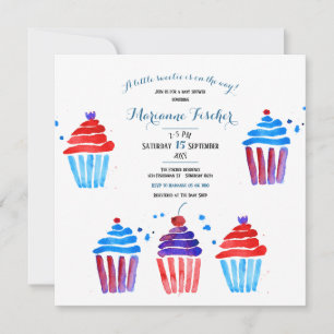 Cute watercolor cupcakes Baby Shower Invitation