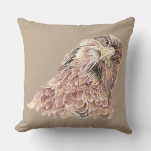 Cute Watercolor Curious Hawk Looking at you Bird Outdoor Pillow