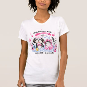 Cute Watercolor Custom Pet Grooming Business T-Shirt