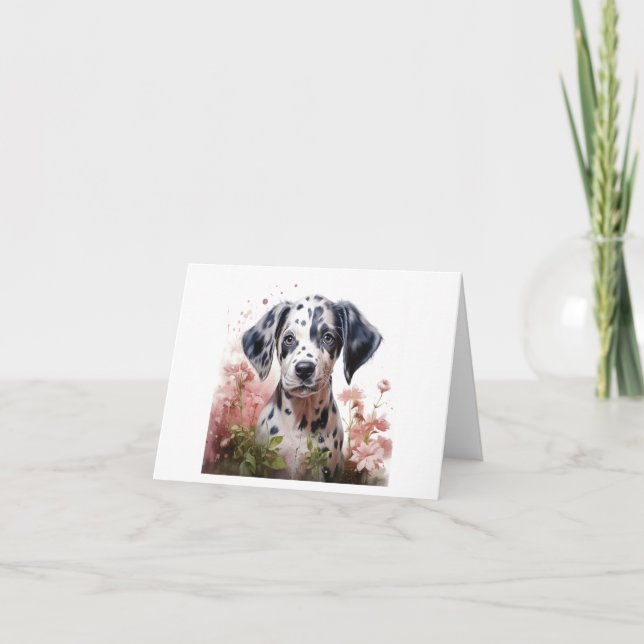 Cute Watercolor Dalmation Puppy Dog BLANK  Card (Front)