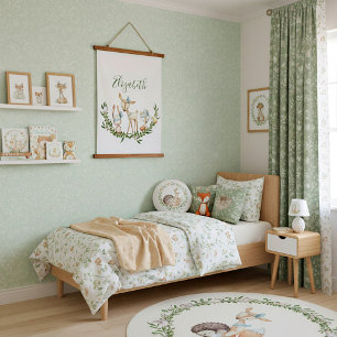 Cute watercolor deer baby hanging tapestry