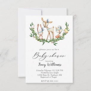 Cute watercolor deer baby shower invitation