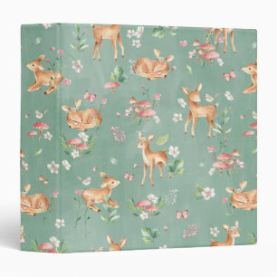 Cute Watercolor Deer Pattern Binder