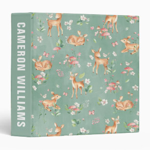 Cute Watercolor Deer Pattern Binder