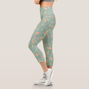 Cute Watercolor Deer Pattern Capri Leggings