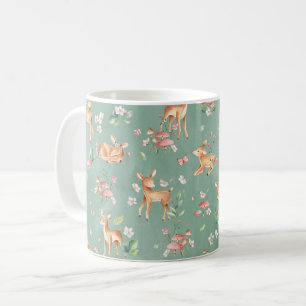 Cute Watercolor Deer Pattern Coffee Mug