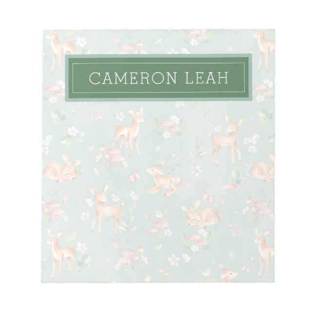 Cute Watercolor Deer Pattern Notepad (Front)