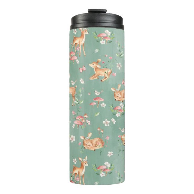 Cute Watercolor Deer Pattern Thermal Tumbler (Front)
