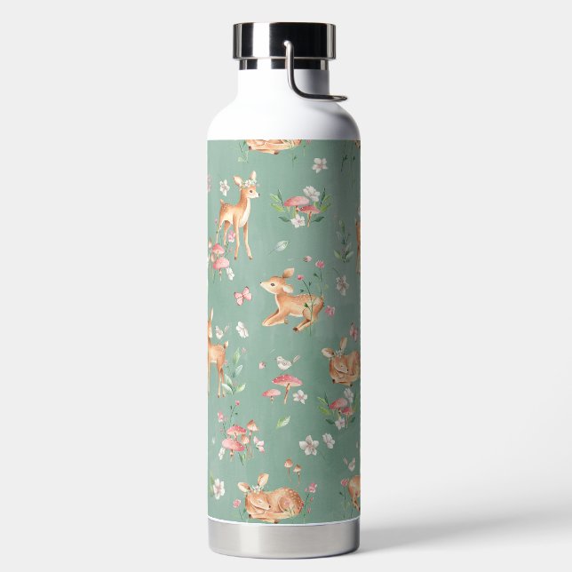 Cute Watercolor Deer Pattern Water Bottle (Left)