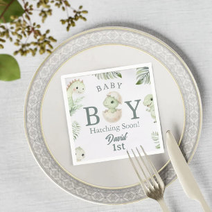 Cute Watercolor Dinosaur 1st Birthday & Baby  Napkin