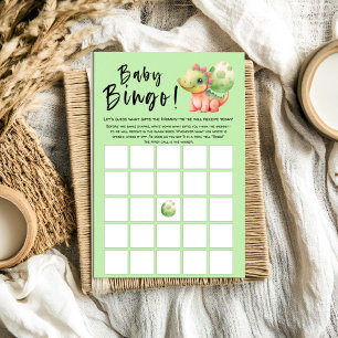 Cute Watercolor Dinosaur Baby Shower Bingo Game
