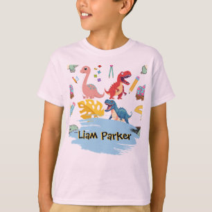 Cute Watercolor Dinosaur Personalized Kids T-Shirt